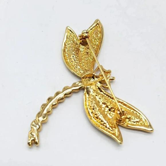 Blue Green Enamel Shiny Dragonfly Crystal Rhinestone Lovely Pin Brooch - Picture 4 of 4